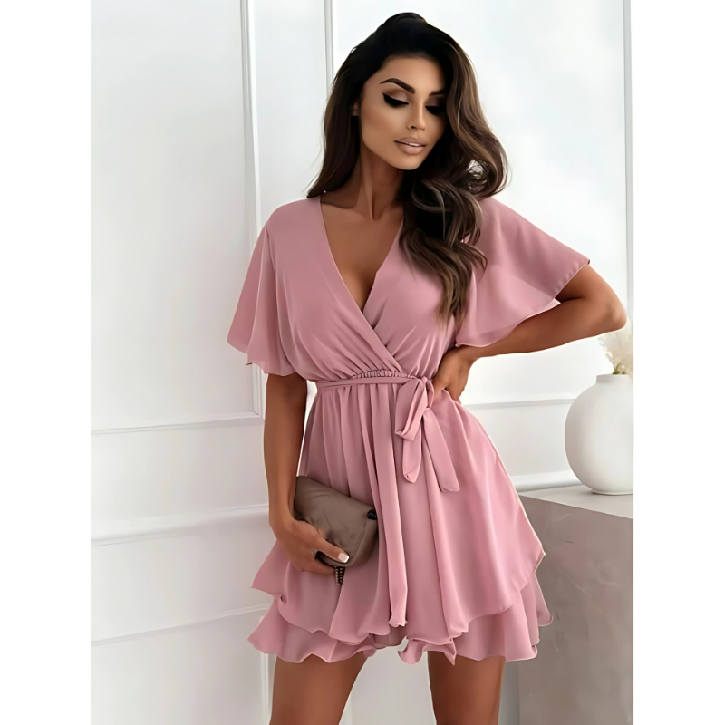 Luna™ | Summer V-Neck Ruffle Mini Dress