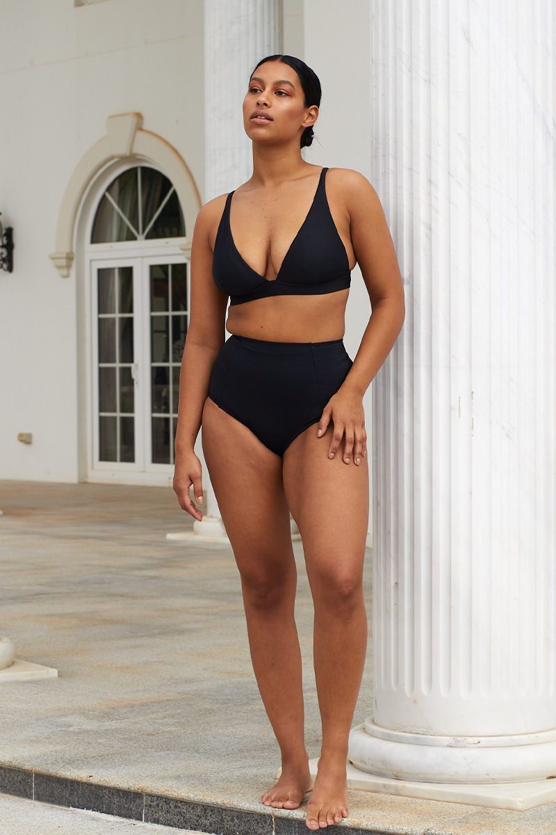 Never Say Never High-Waisted Bikini Bottom BLACK