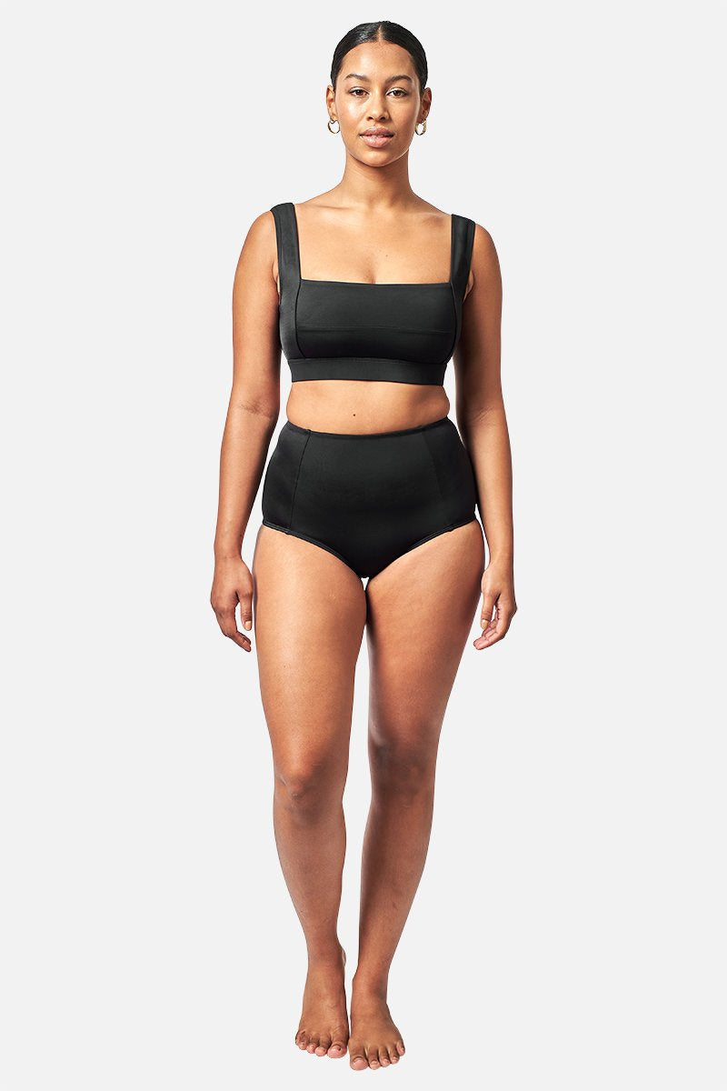 Never Say Never High-Waisted Bikini Bottom BLACK