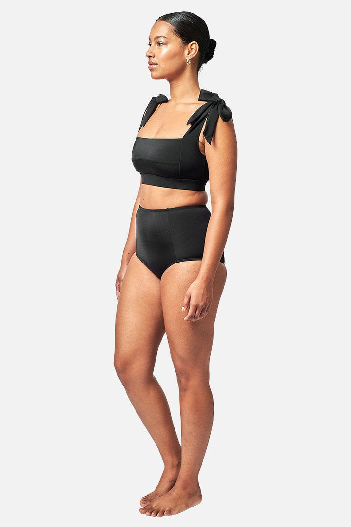 Never Say Never High-Waisted Bikini Bottom BLACK