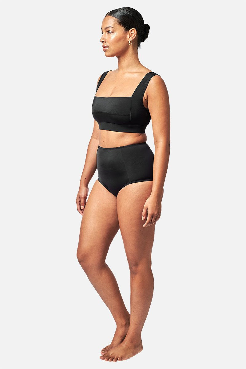 Never Say Never High-Waisted Bikini Bottom BLACK